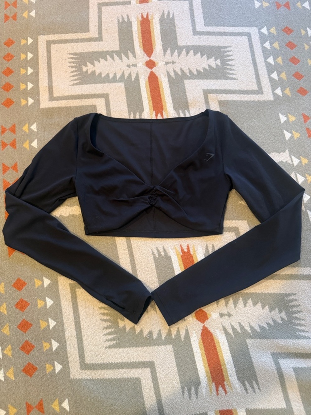 Gymshark Black Long Sleeve Cropped Twist Front Top